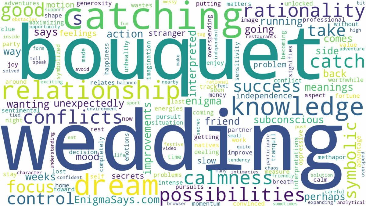 dreaming of catching a wedding bouquet and related dreams with their meanings in a word cloud