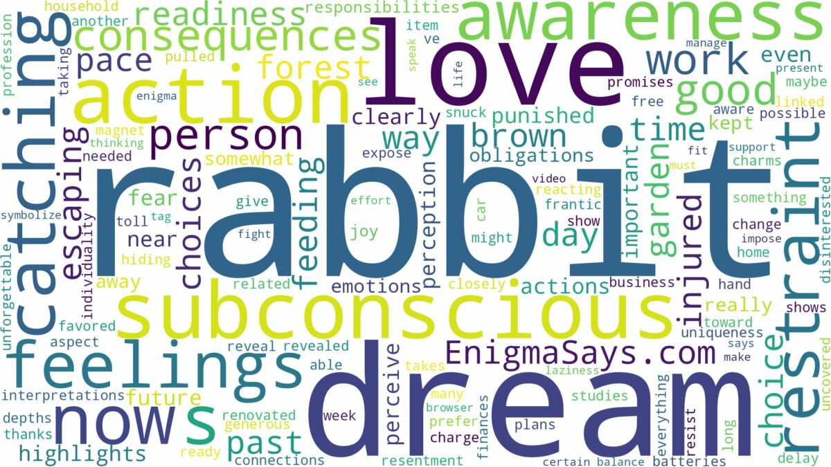 dream of catching rabbit and related dreams with their meanings in a word cloud