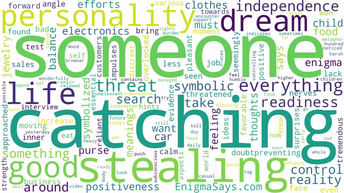 dreaming of catching someone stealing and related dreams with their meanings in a word cloud