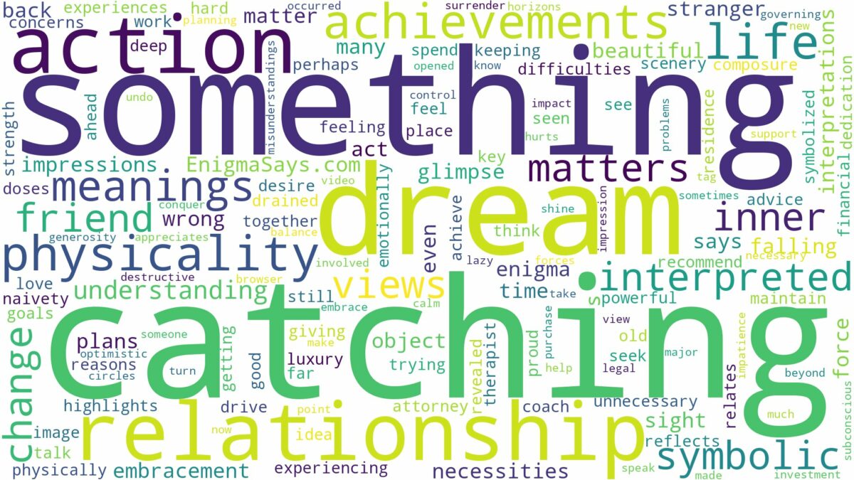 dream of catching something and related dreams with their meanings in a word cloud