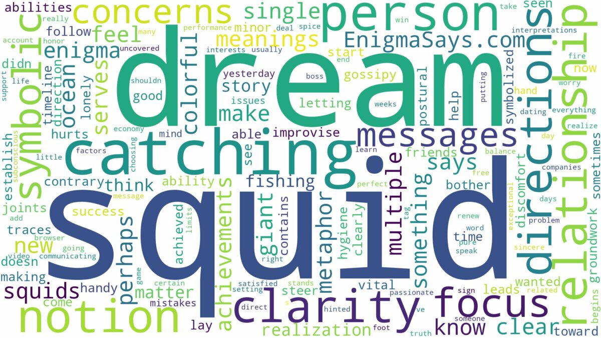 dream of catching squid and related dreams with their meanings in a word cloud