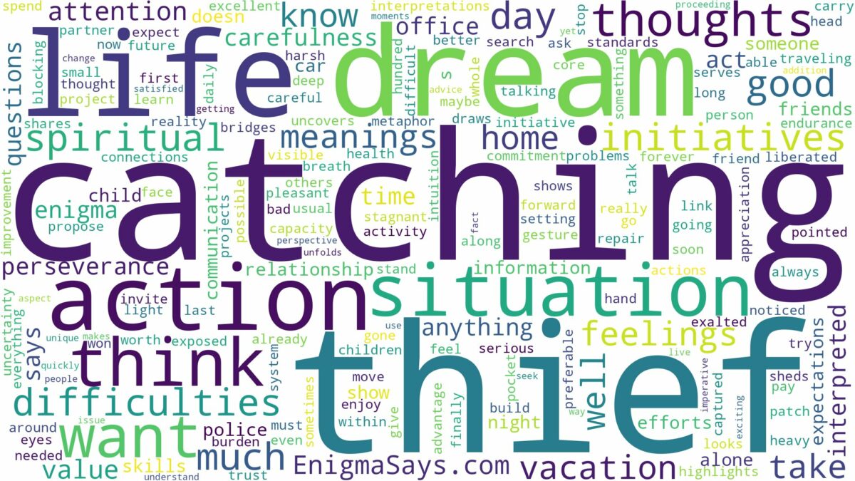 dream of catching thief and related dreams with their meanings in a word cloud