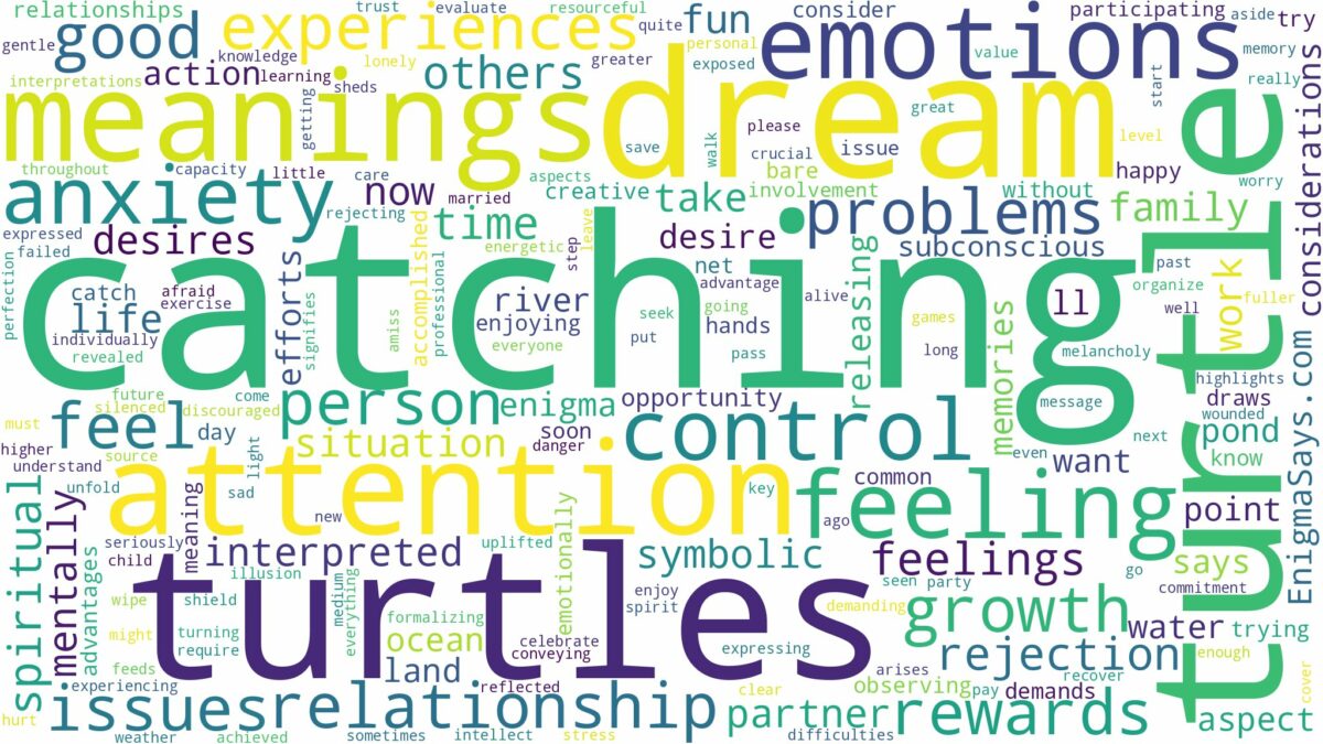 dream of catching turtles and related dreams with their meanings in a word cloud