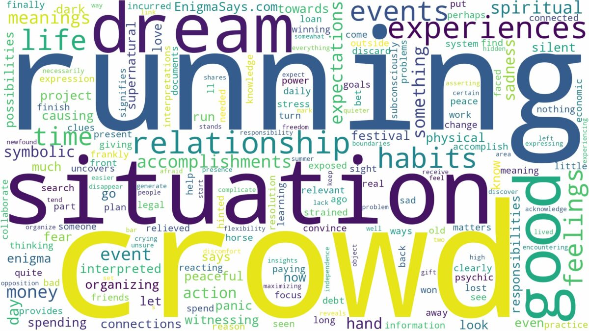 dreaming of a crowd running and related dreams with their meanings in a word cloud