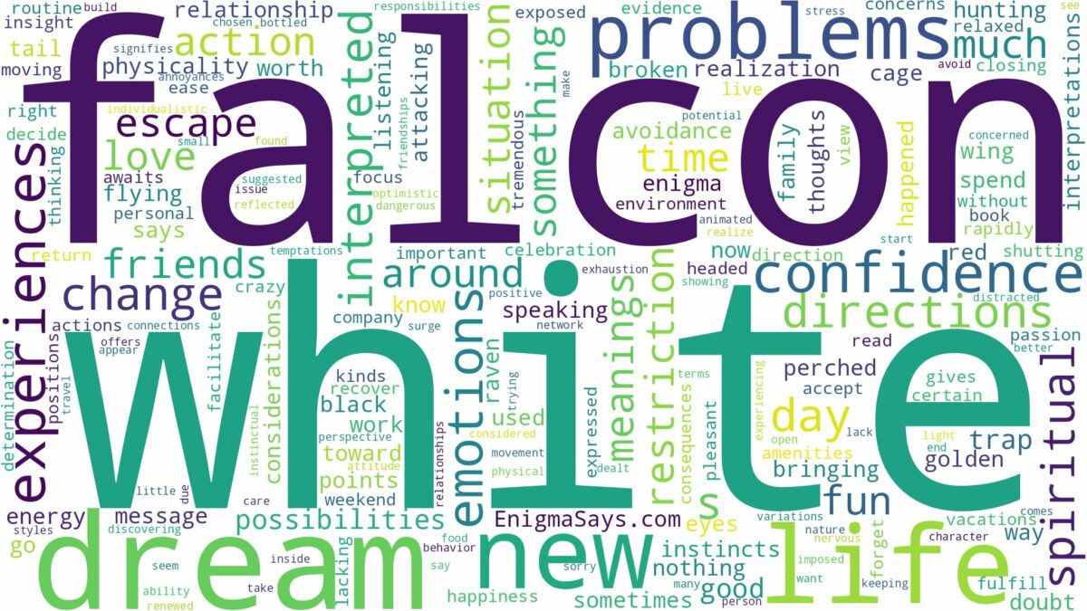 dream about white falcon and related dreams with their meanings in a word cloud