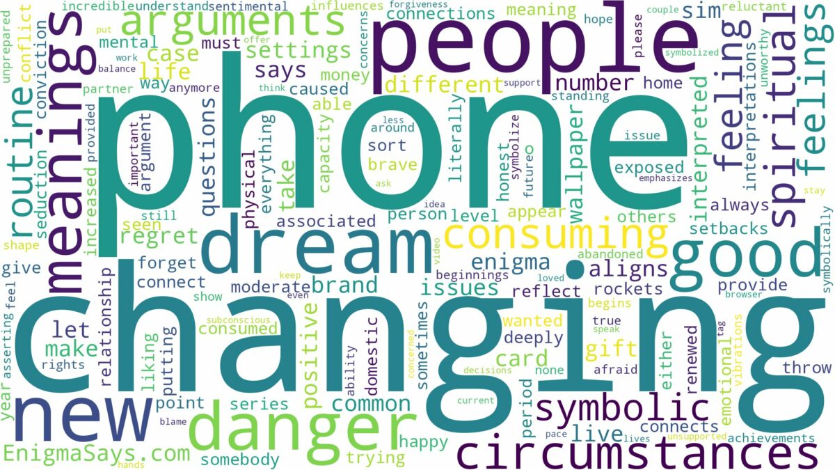 dream of changing phone and related dreams with their meanings in a word cloud