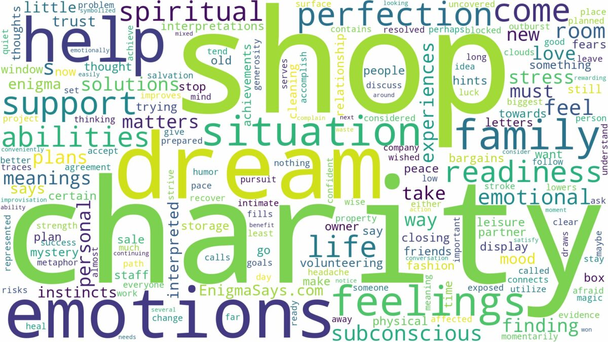 dream about charity shop and related dreams with their meanings in a word cloud