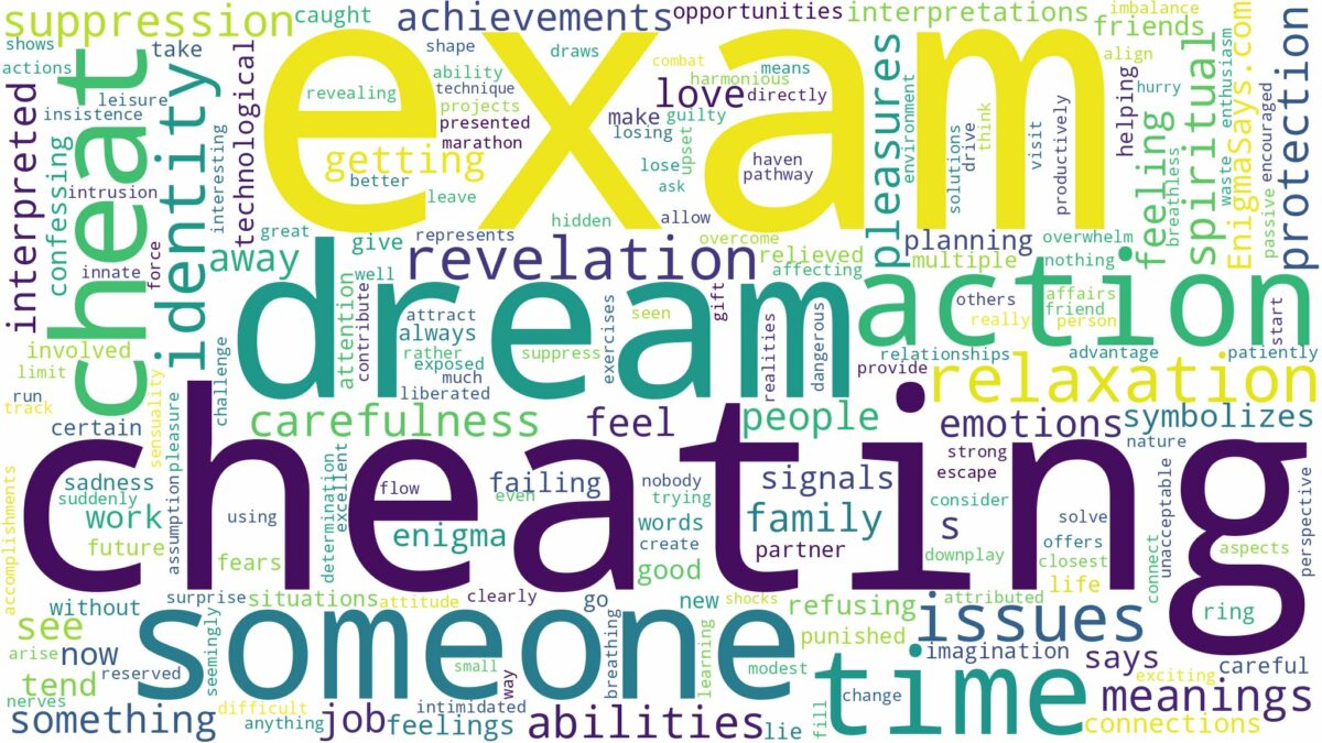 dream of cheating in exam and related dreams with their meanings in a word cloud