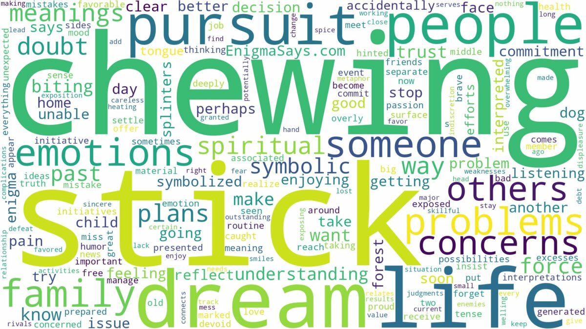 dream of chewing stick and related dreams with their meanings in a word cloud