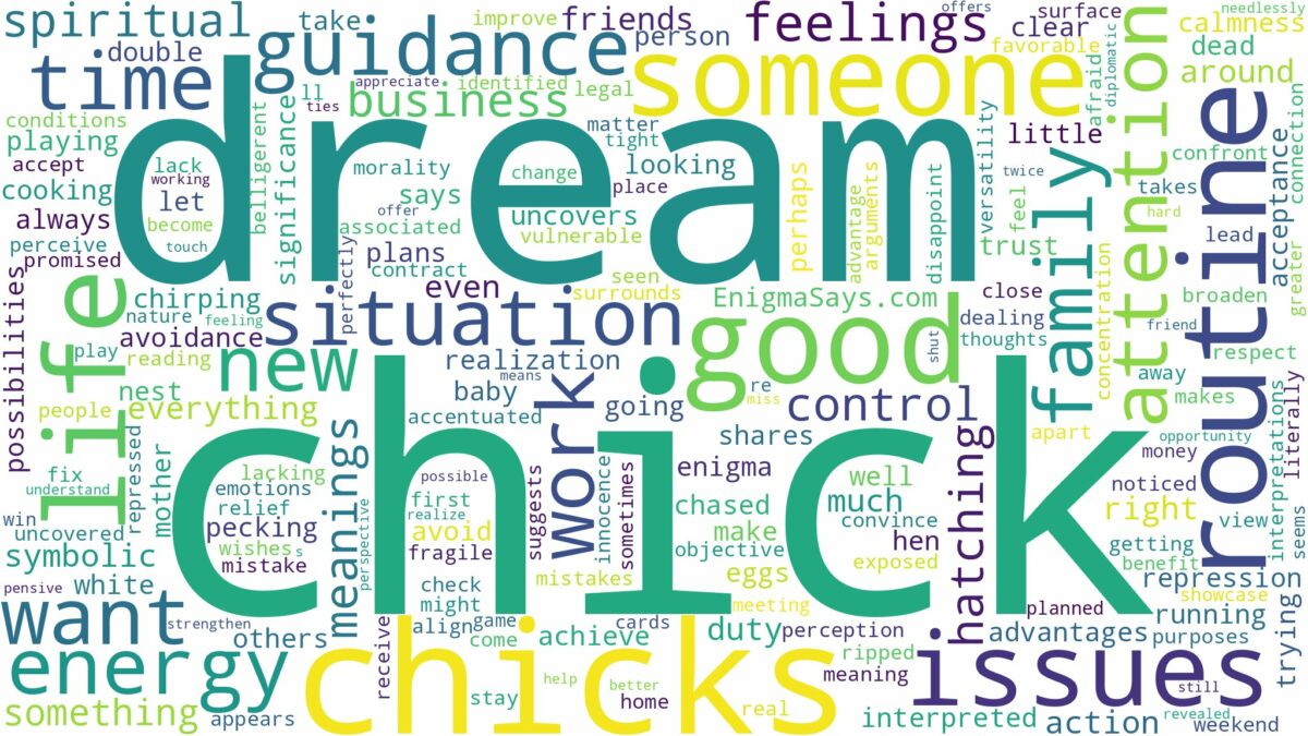 dreams about chicks and related dreams with their meanings in a word cloud