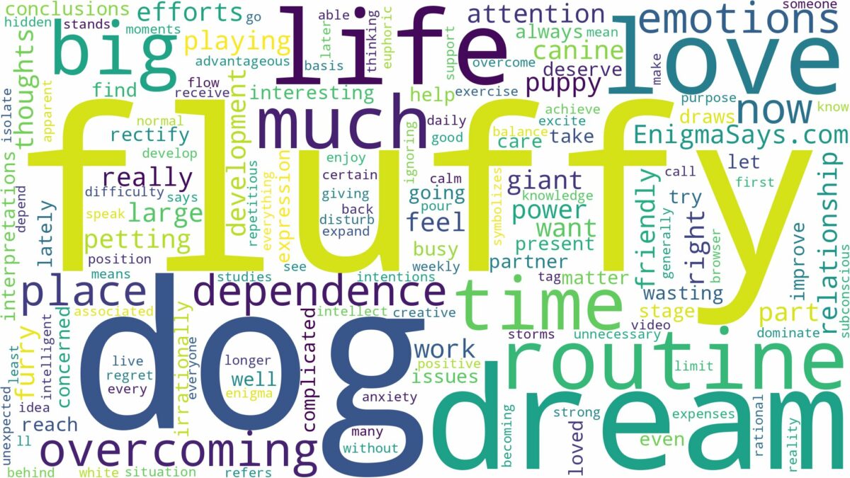 dream about a big fluffy dog and related dreams with their meanings in a word cloud