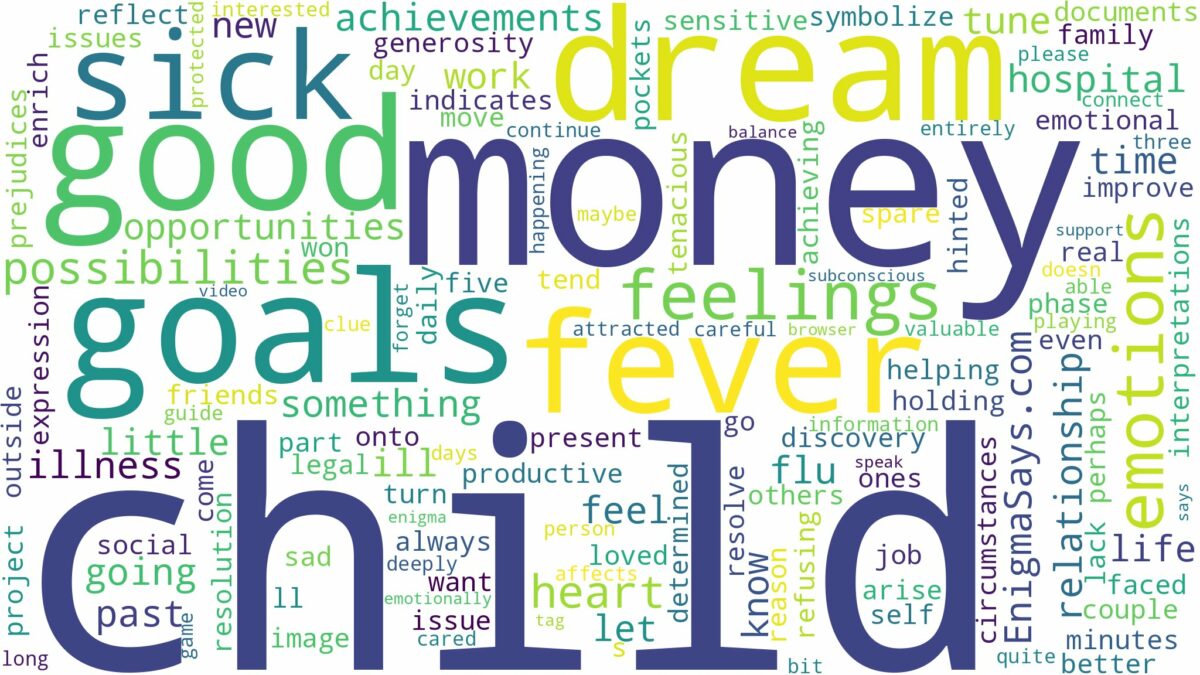 dreaming about child being sick and related dreams with their meanings in a word cloud