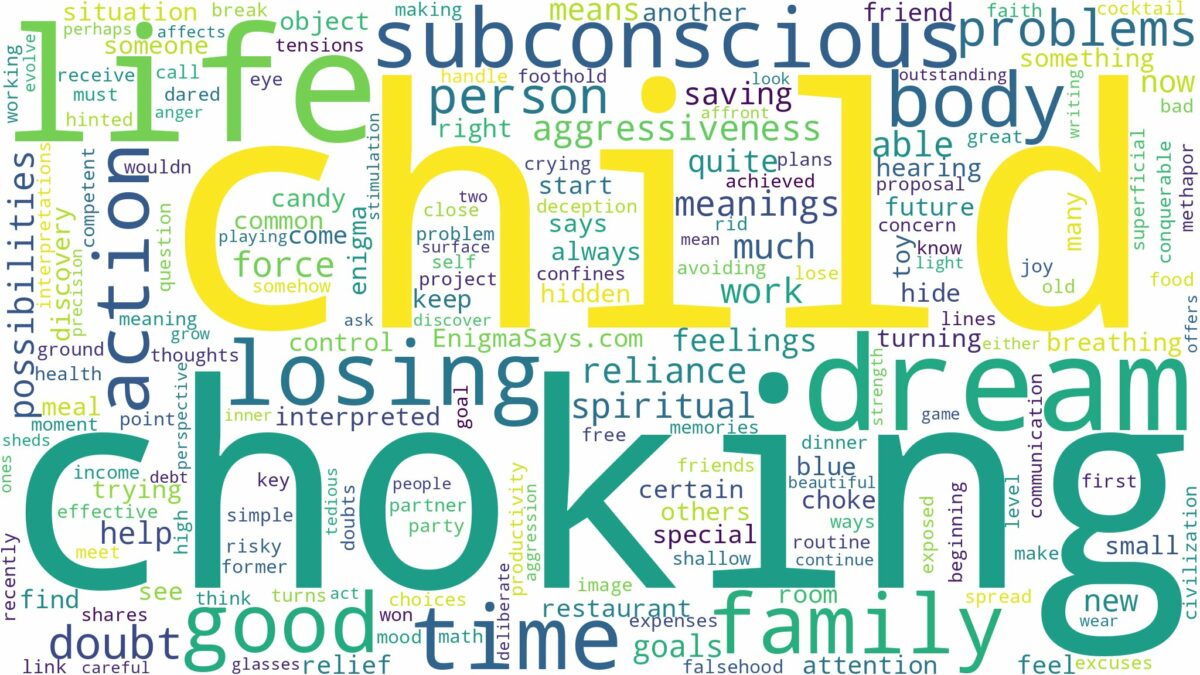 dreaming of child choking and related dreams with their meanings in a word cloud