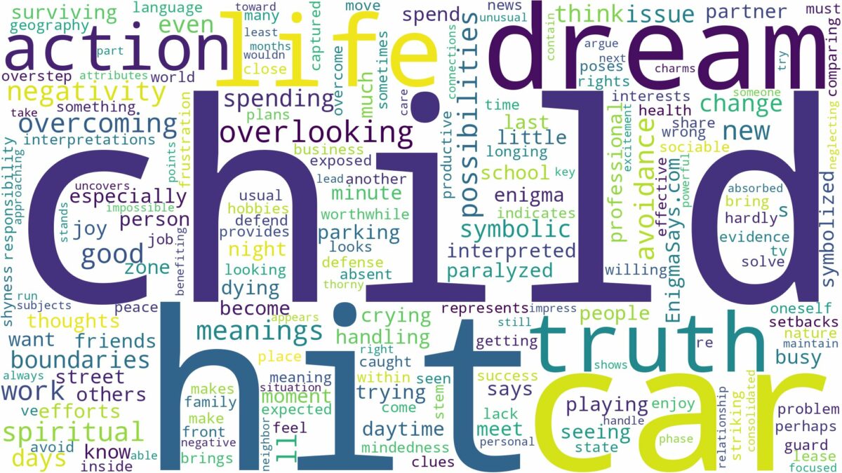 dream about child hit by car and related dreams with their meanings in a word cloud