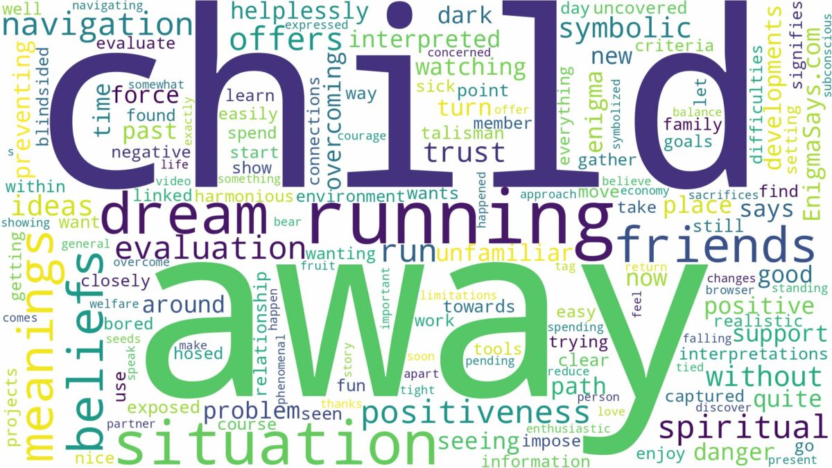 dreaming about child running away and related dreams with their meanings in a word cloud