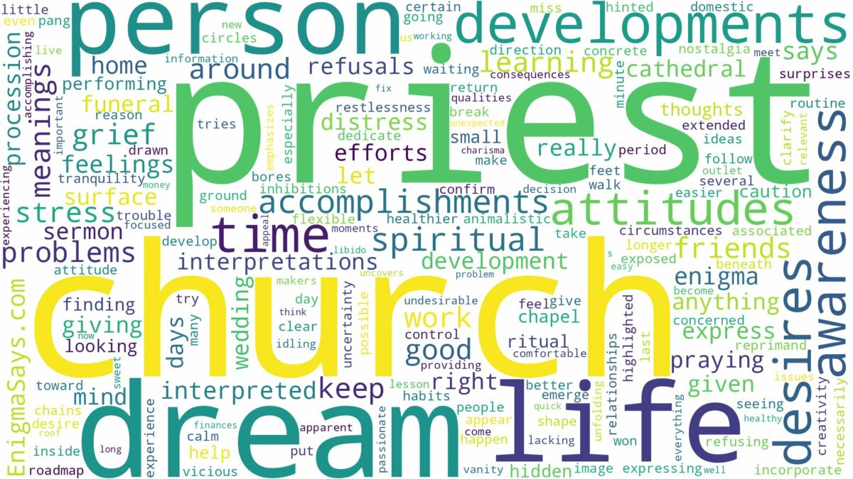 dream about a church priest and related dreams with their meanings in a word cloud