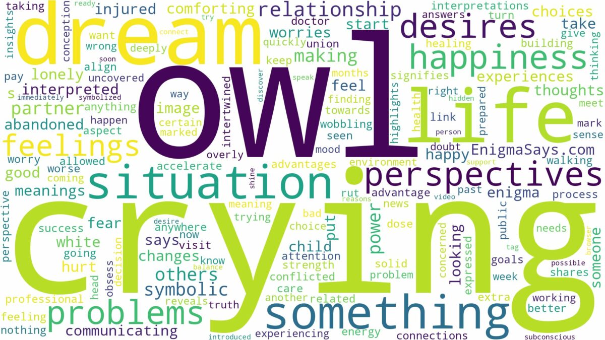 dreaming of a crying owl and related dreams with their meanings in a word cloud