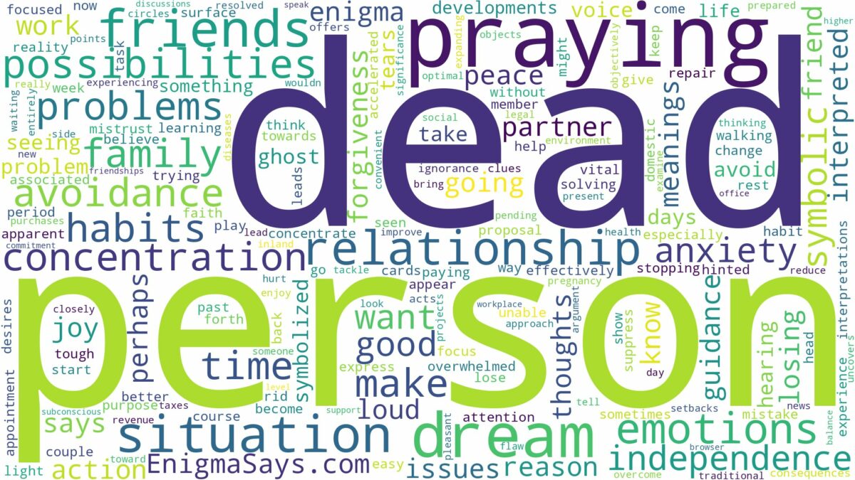 dreaming about a dead person praying and related dreams with their meanings in a word cloud