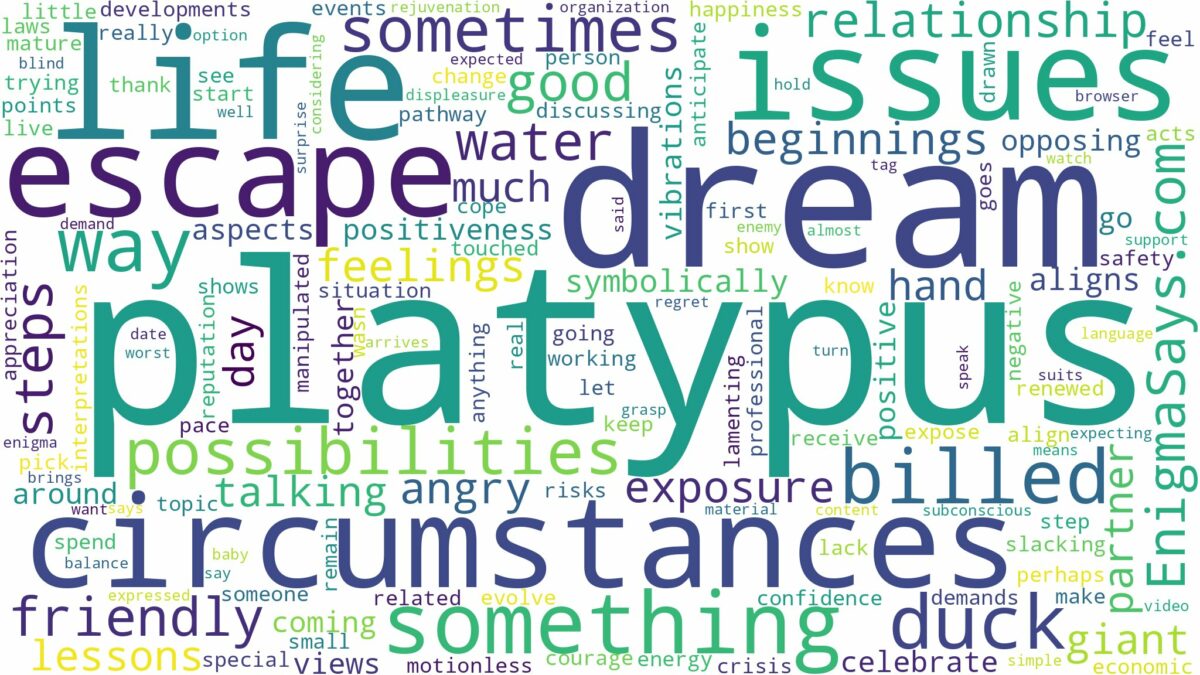 dream about a duck billed platypus and related dreams with their meanings in a word cloud