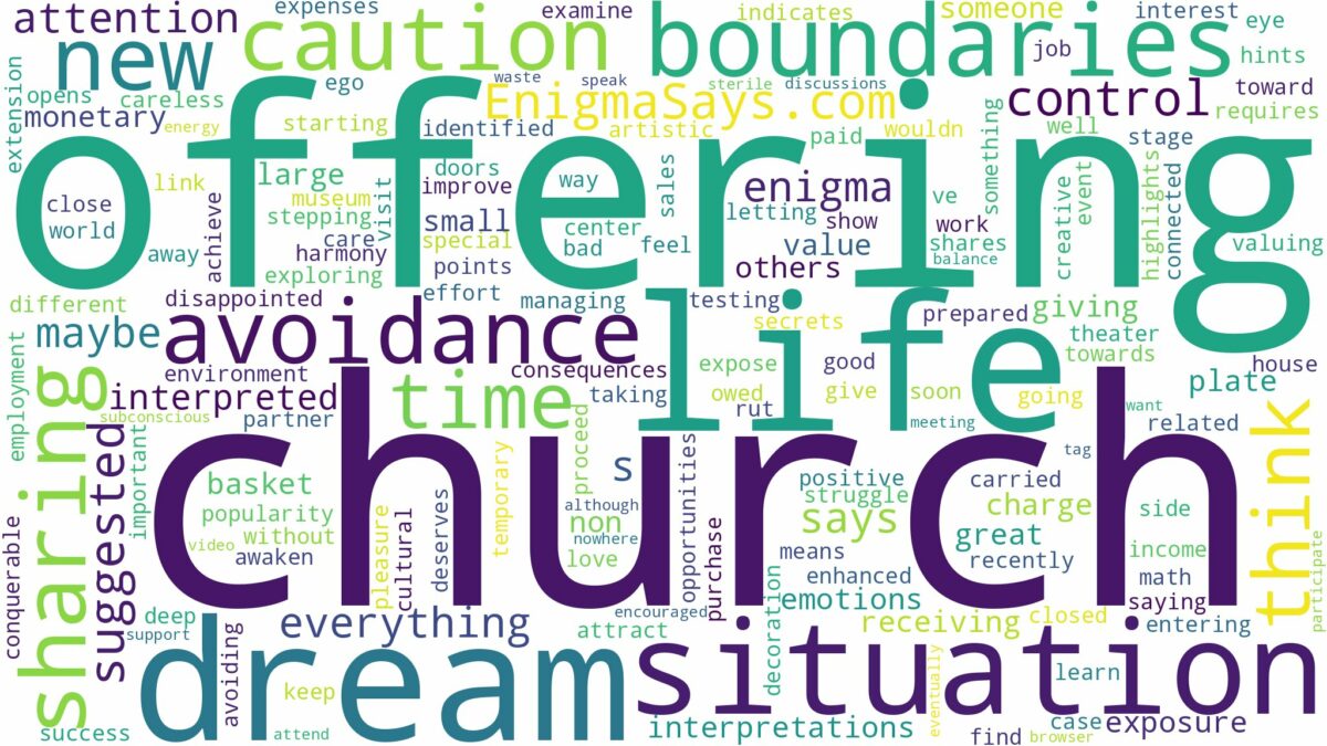 dreaming of church offering and related dreams with their meanings in a word cloud