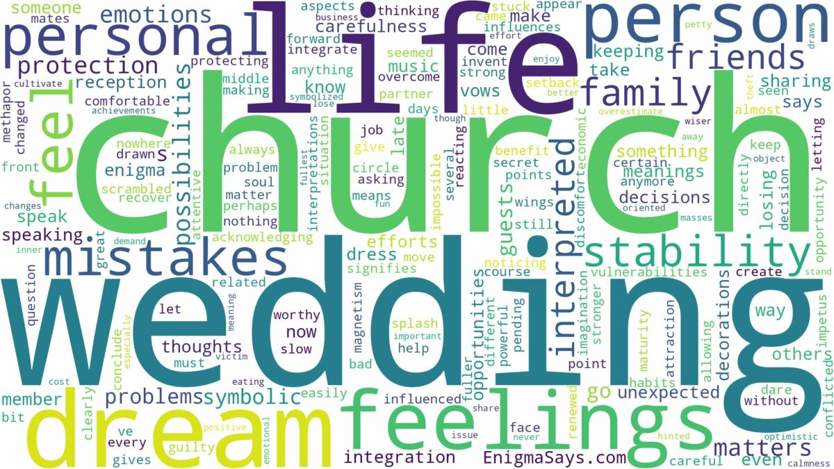 dreaming of church wedding and related dreams with their meanings in a word cloud