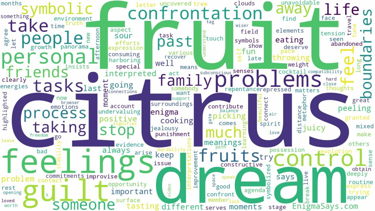 dreams about citrus fruit and related dreams with their meanings in a word cloud