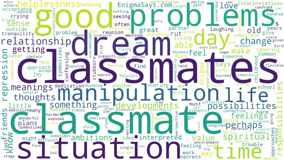 dreams about classmates and related dreams with their meanings in a word cloud