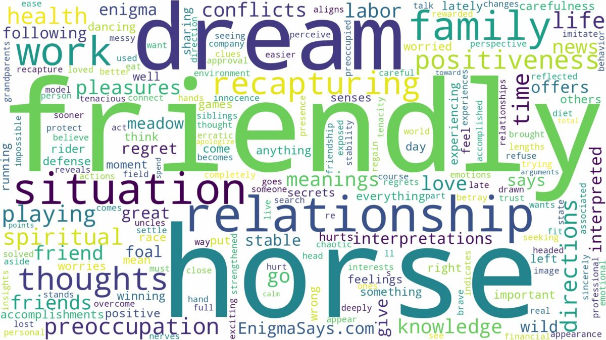 dream about a friendly horse and related dreams with their meanings in a word cloud