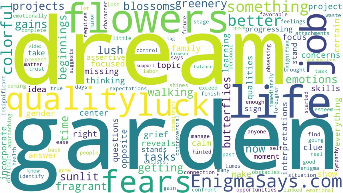 dream about a garden of flowers and related dreams with their meanings in a word cloud