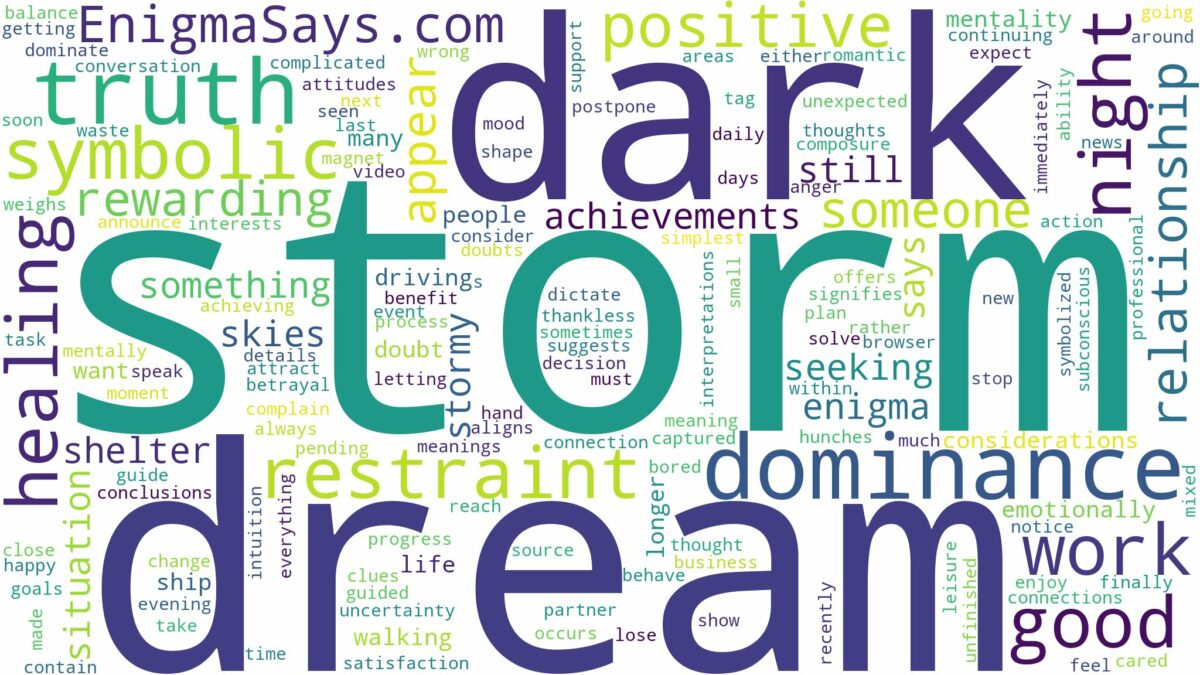 dream about a dark storm and related dreams with their meanings in a word cloud