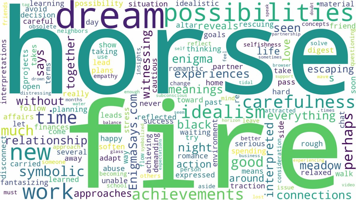 dream about a horse on fire and related dreams with their meanings in a word cloud