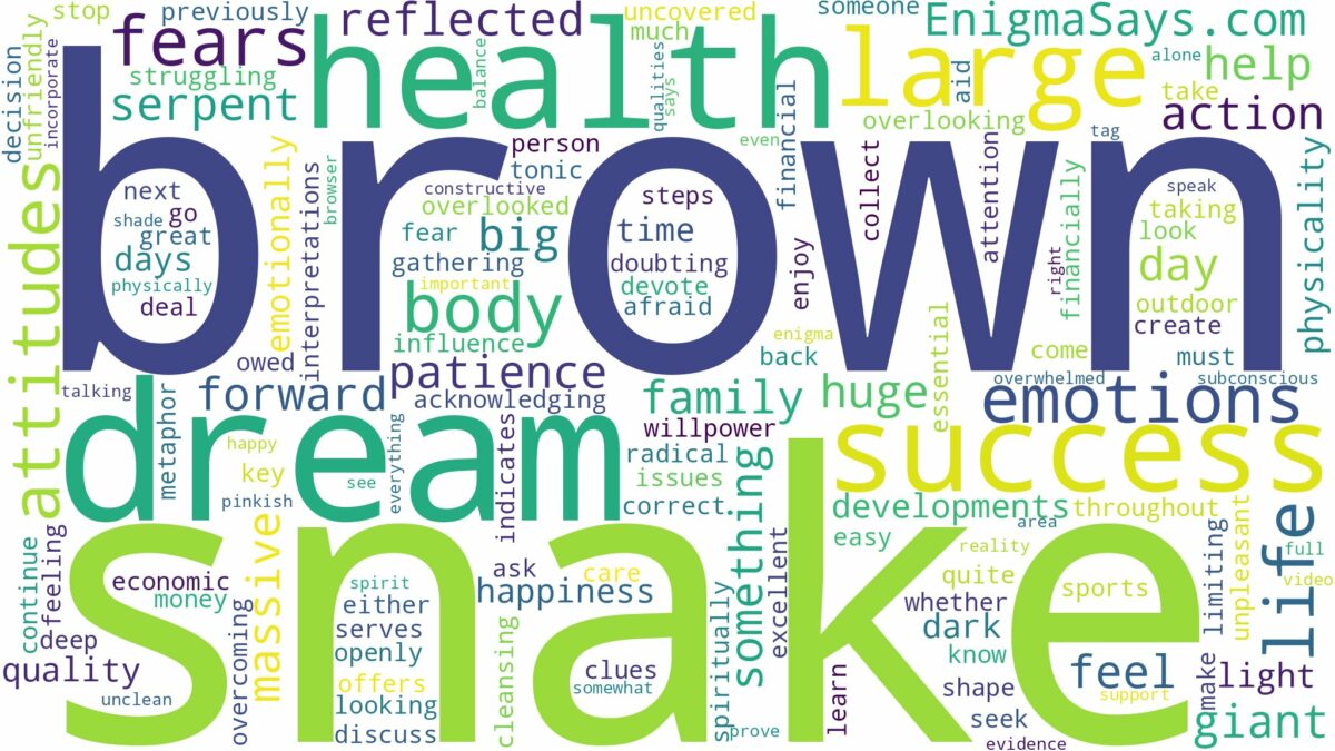 dream about a large brown snake and related dreams with their meanings in a word cloud