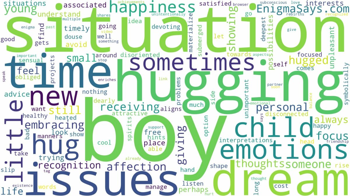 dreaming about a little boy hugging you and related dreams with their meanings in a word cloud