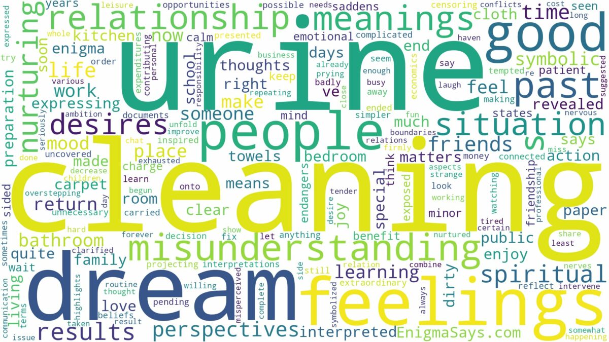 dream of cleaning up urine and related dreams with their meanings in a word cloud