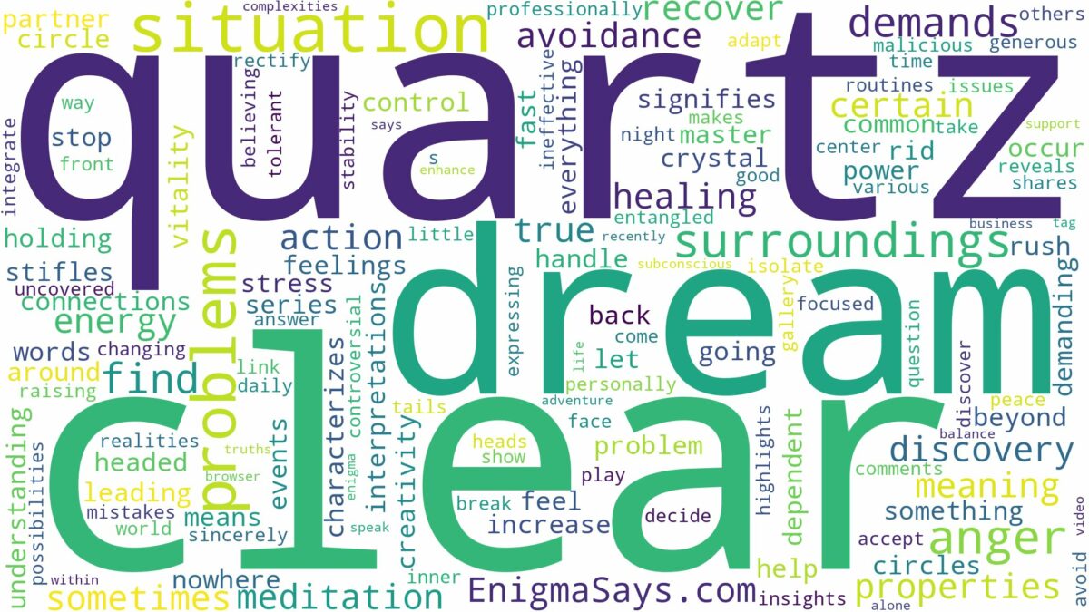 dream about clear quartz and related dreams with their meanings in a word cloud