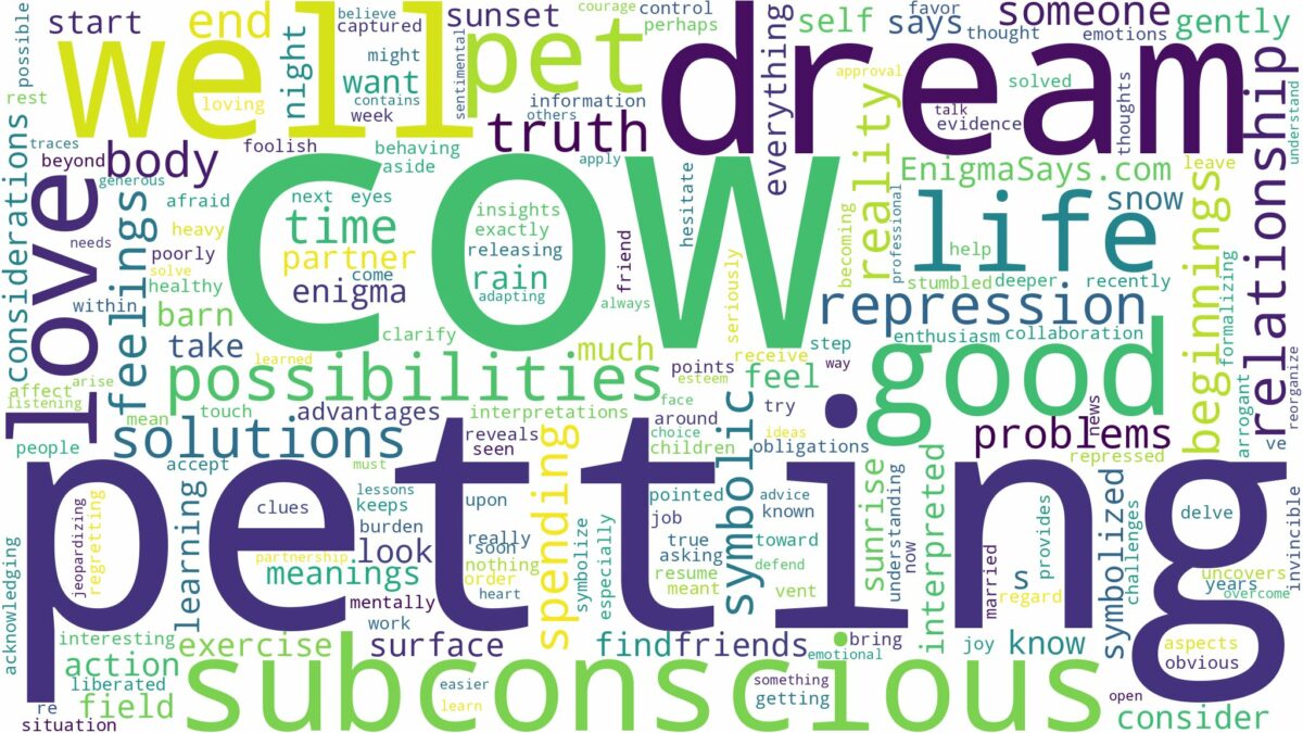 dream about a pet cow and related dreams with their meanings in a word cloud