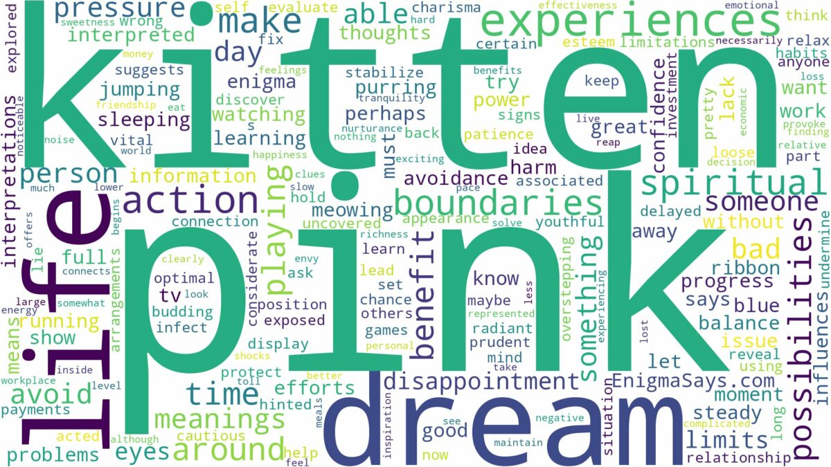 dream about a pink kitten and related dreams with their meanings in a word cloud