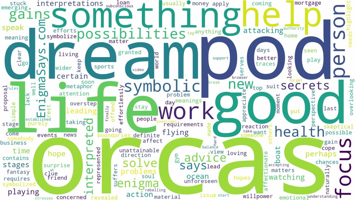 dream about a pod of orcas and related dreams with their meanings in a word cloud