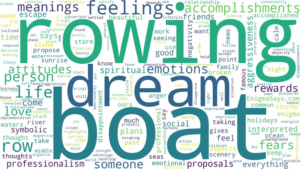 dream about a row boat and related dreams with their meanings in a word cloud