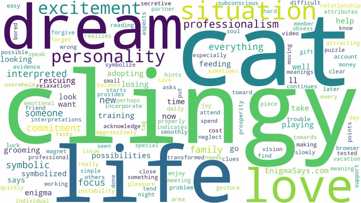 dream about clingy cat and related dreams with their meanings in a word cloud