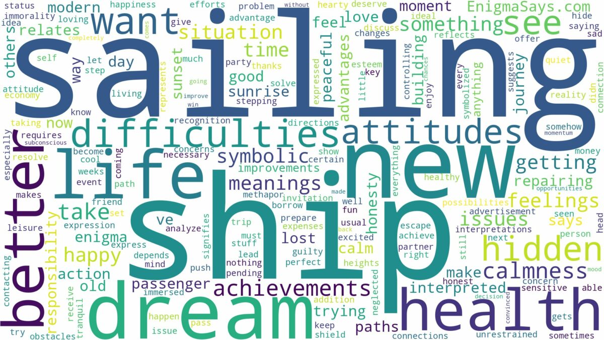 dreaming of a sailing ship and related dreams with their meanings in a word cloud