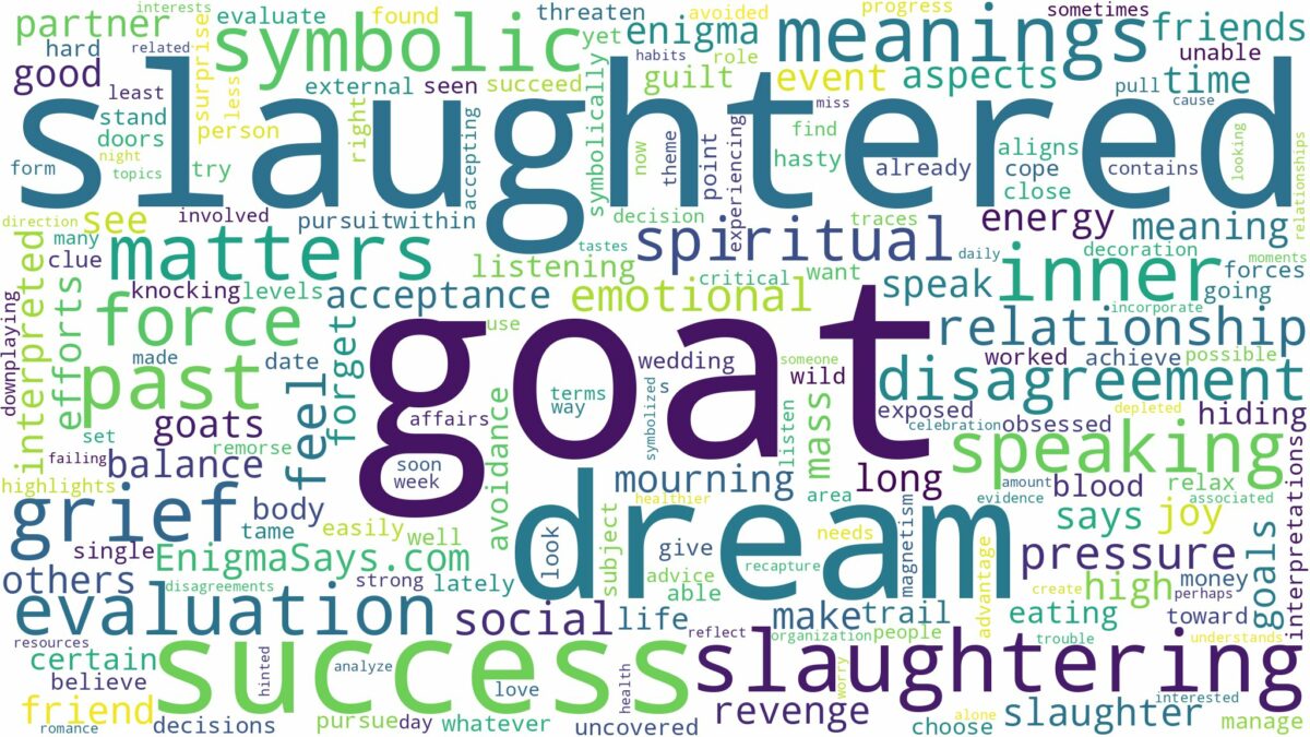 dream about a slaughtered goat and related dreams with their meanings in a word cloud