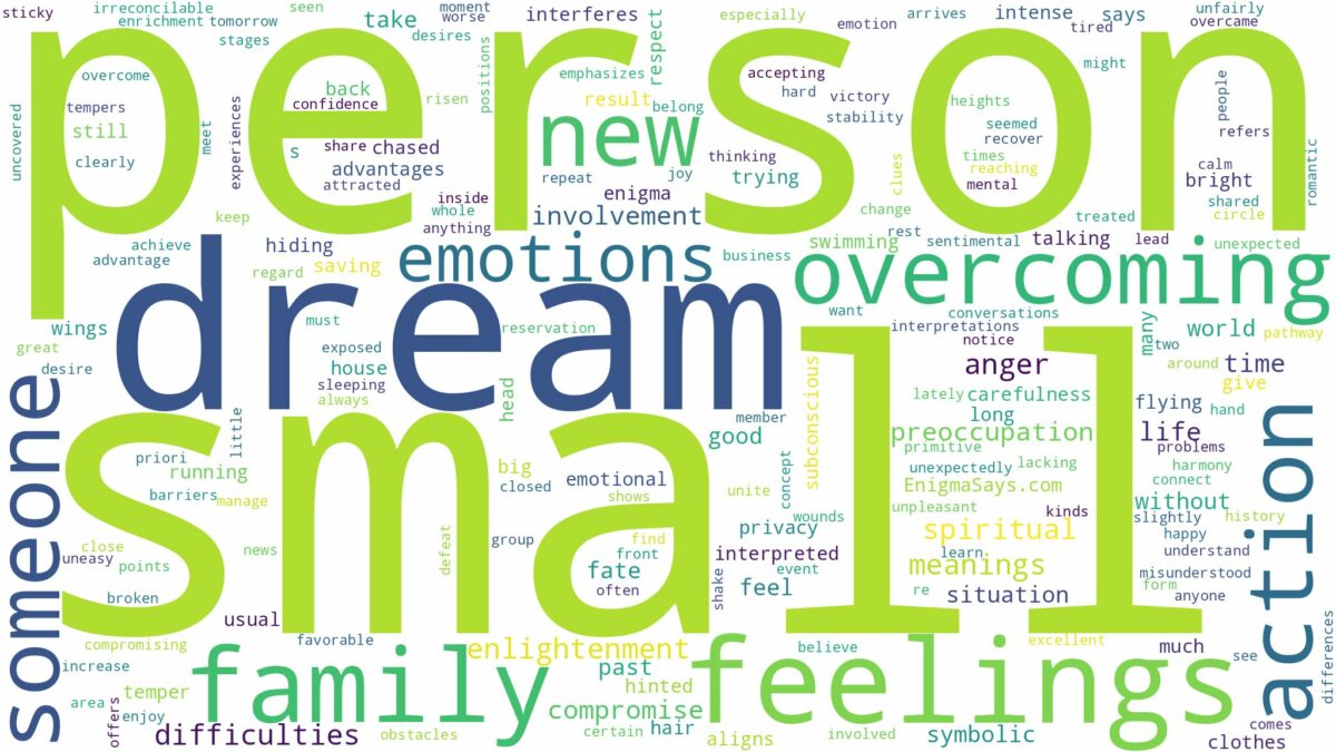 dream about a small person and related dreams with their meanings in a word cloud