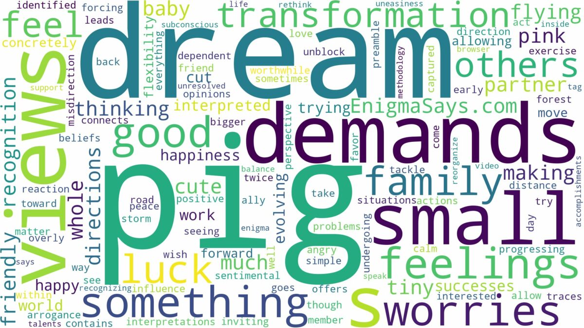 dream about a small pig and related dreams with their meanings in a word cloud