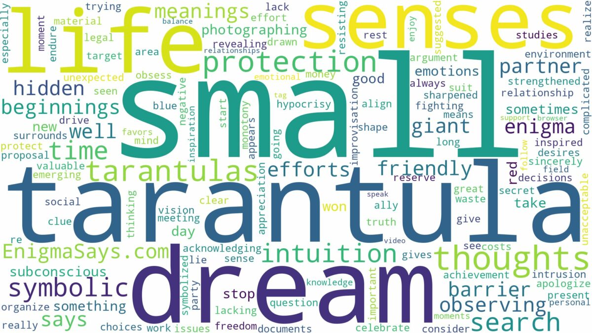 dream about a small tarantula and related dreams with their meanings in a word cloud