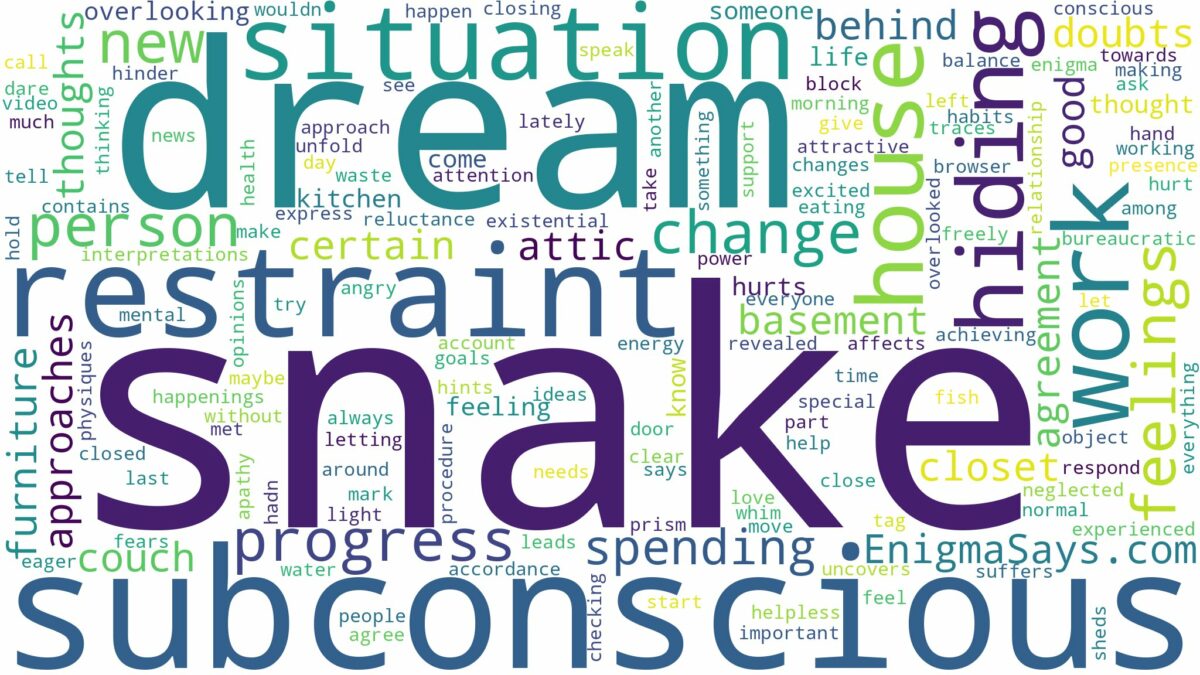 dreaming about a snake hiding in your house and related dreams with their meanings in a word cloud