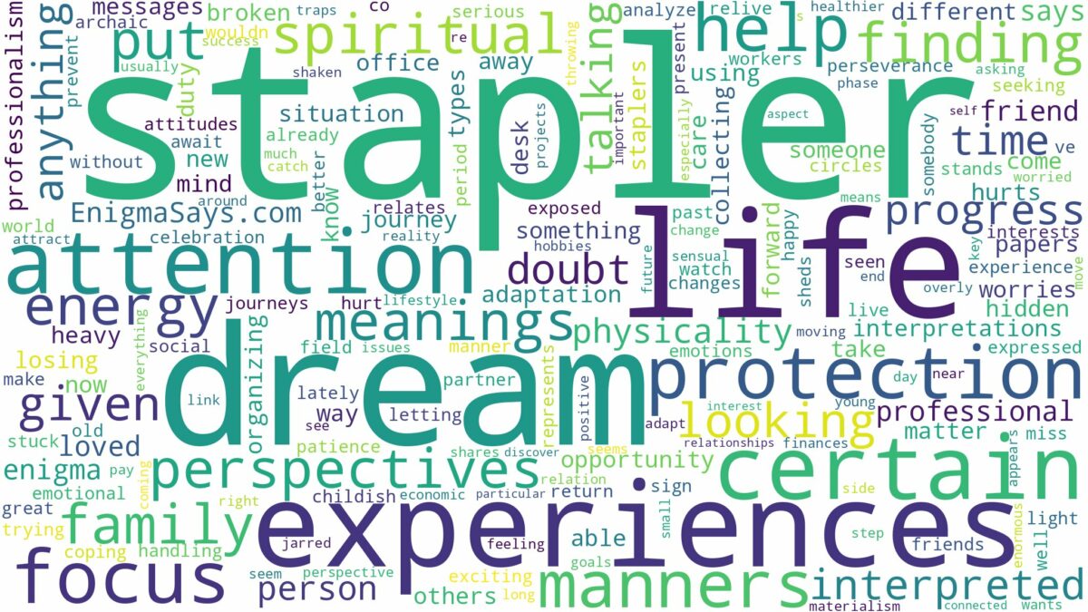 dream about a stapler and related dreams with their meanings in a word cloud