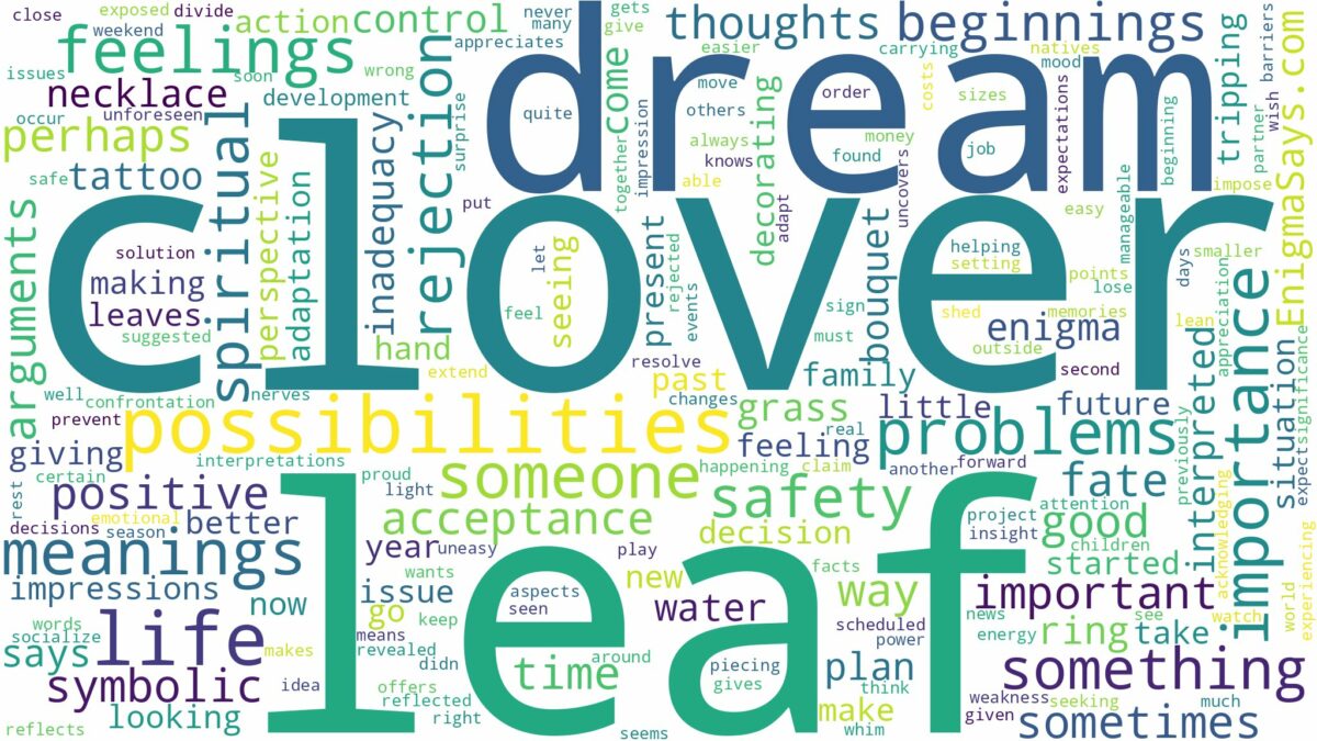 dream about clover leaf and related dreams with their meanings in a word cloud