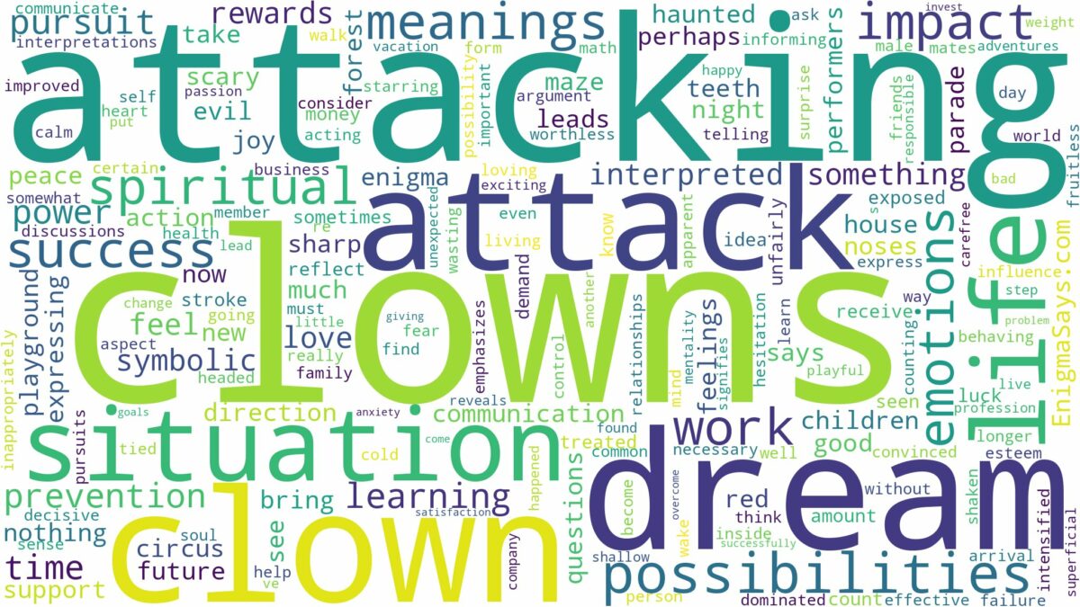 dreams about clowns attacking you and related dreams with their meanings in a word cloud