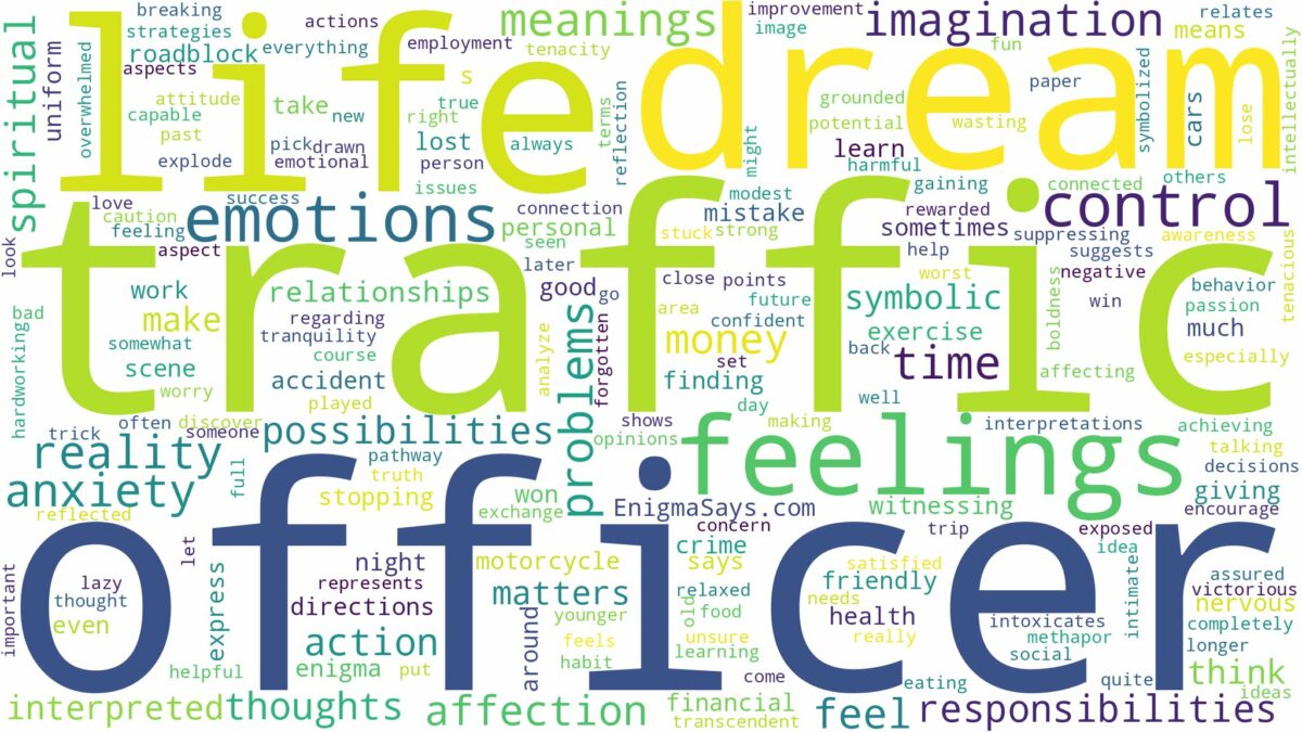 dream about a traffic officer and related dreams with their meanings in a word cloud